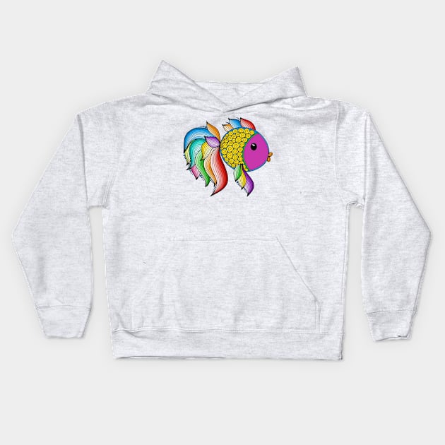 Colorful Rainbow Fish Kids Hoodie by AlondraHanley